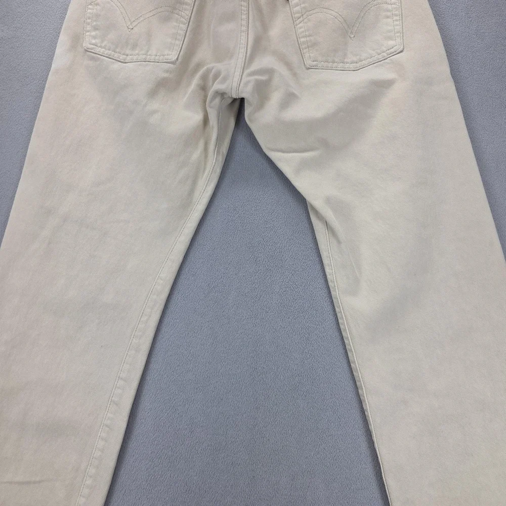 VTG Levis 501 Jeans Mens Cream Light Wash Straight Regular Button Fly Fits 28x28